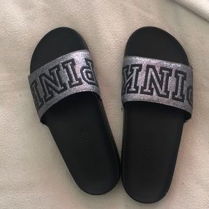 Grey Glitter PINK Slides/Sandals